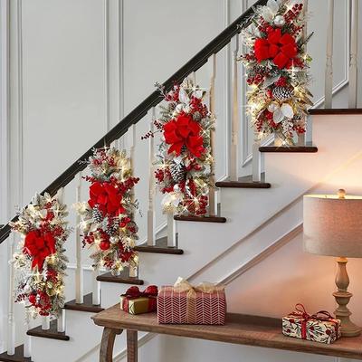 For Stairs For Courtyards Holiday Decor Christmas Staircase Decorations Holiday Decoration Cordless Pre-installed Light