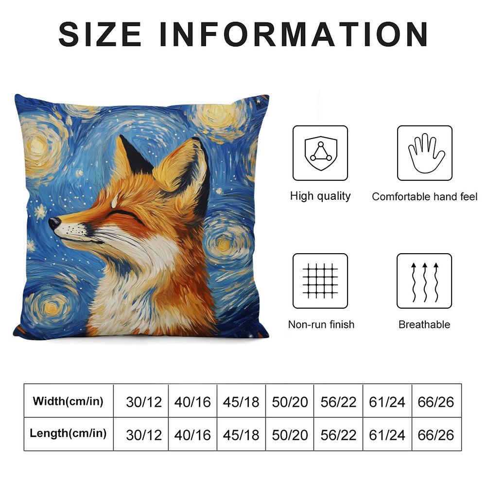 Cute Fox Cushion Cover Plush Fabric Soft Double-Sided Printed Sofa Warm Winter Home Child Gift Pillow Case
