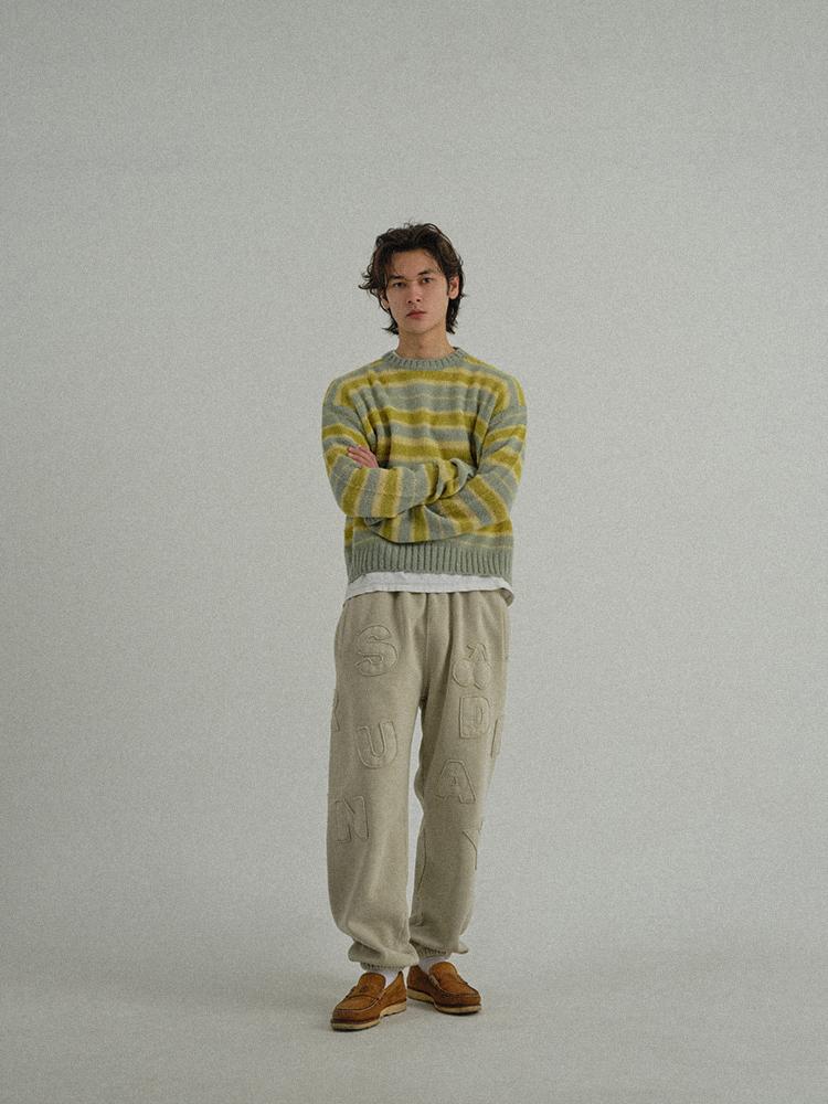 SUNDAY FRUIT MARKET Stripe Sun Knit Crew Mint
