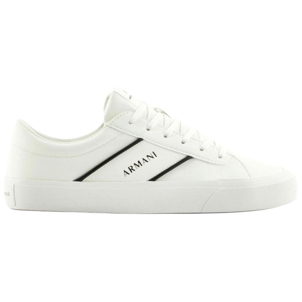 Armani Exchange Leather Round Toe Lace-Up Low-Top Sneakers Men sneakers White XUX165XV7581K488