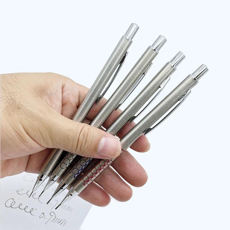 0.5 0.7 0.9mm Metal Mechanical Pencil With Eraser Set 2b/hb Lead Art Sketch Drawing Supplies Automatic Pencil Writing Stationery