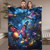 1pc Dream Butterfly Digital Printed Design Blanket - All-Season Soft Flannel Throw with Vibrant Butterfly & Floral Patterns