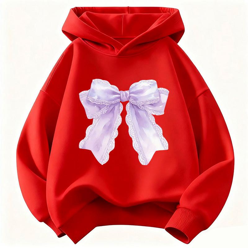 Harajuku Blue Bow Heart Funny Hoodie Kids Children's Sweatshirt Hoody for Boys Girls Casual Hoodies Hip Hop Clothes