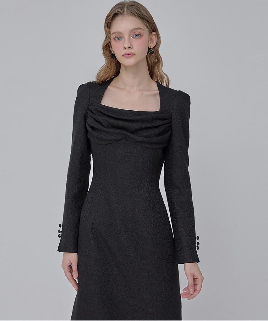 JULIY&CALLA 24 Fw Collar 108 Dear Vivian Tweed Dress Black