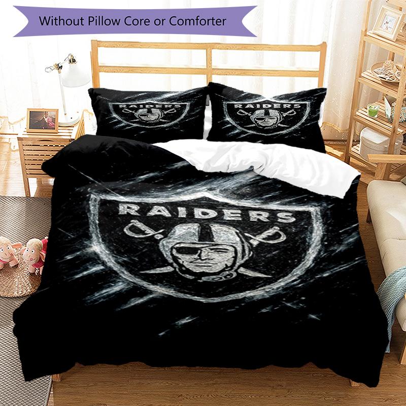 Raiders Football Legacy Printed Pattern Duvet Cover Set – includes 1 duvet cover and 2 matching pillowcases Bedroom decor Christmas gifts