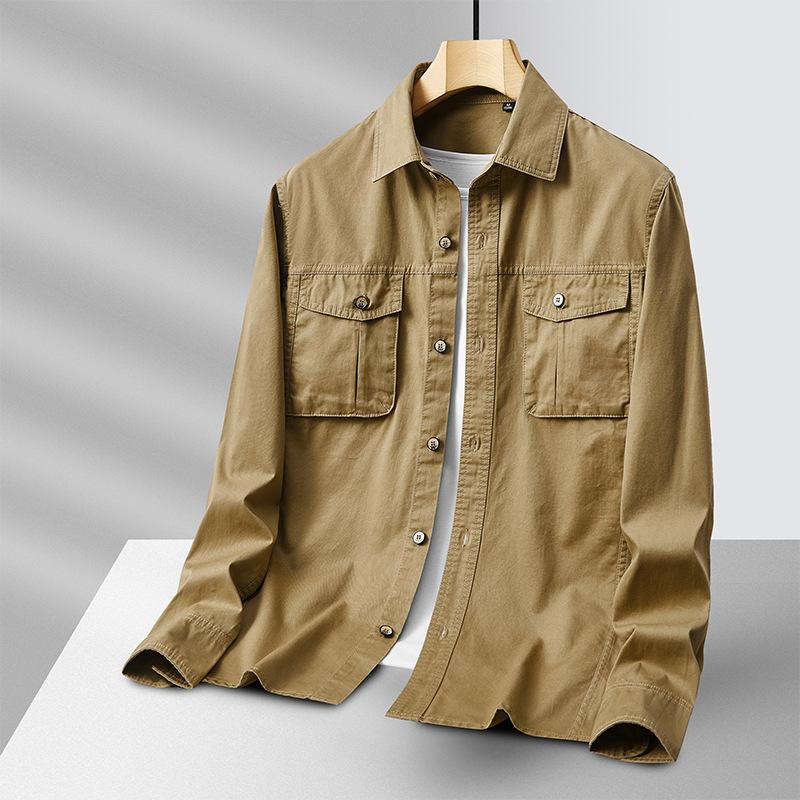 Long-sleeved Shirt Men's Work Jacket Spring and Autumn Loose Casual Shirt Men's Autumn Clothes Hong Kong Style Boys Spring