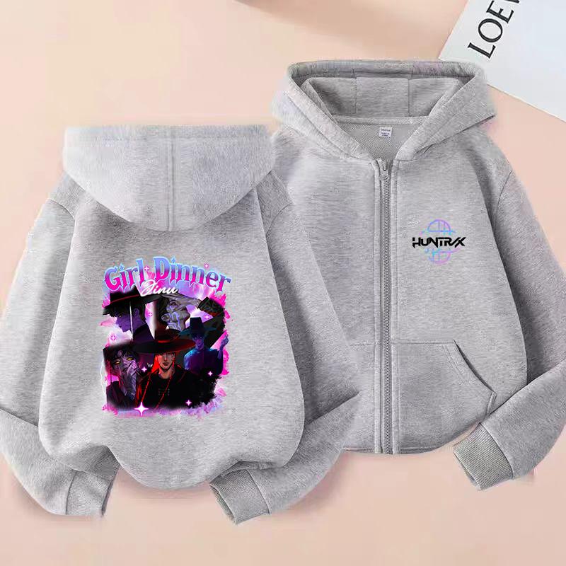 2025 New Y2K KPop Devil Hunter Zipper Hoodie Autumn Casual Long Sleeve Children's Clothing Fashion Versatile Girls' Top