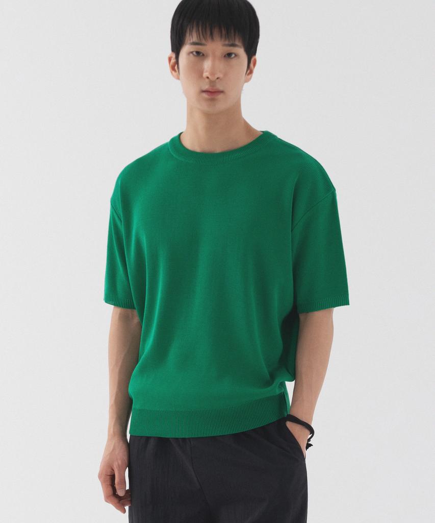 PIANER Classic Round Neck Short Sleeve Knit (Green)