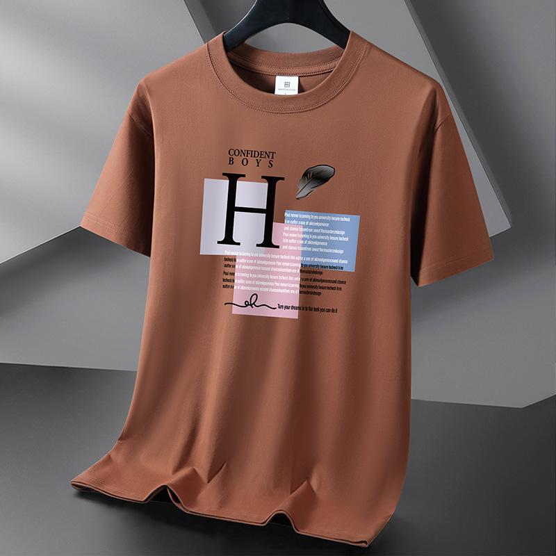 Feather 10 Colors Pure Cotton Pánské tričko s kulatým výstřihem Krátký rukáv Volný Pánské tričko Velká velikost S-6XL