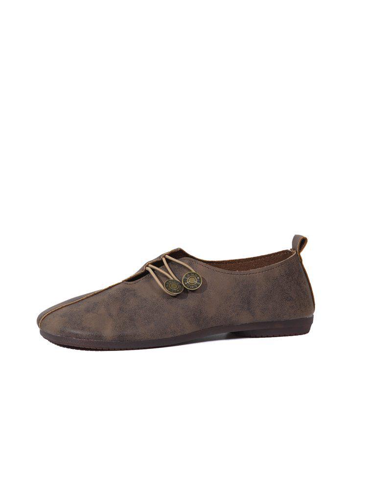 2024 Summer Women's Soft Leather Slip-On Flats - Round Toe, Low-Cut, Plus Size Available