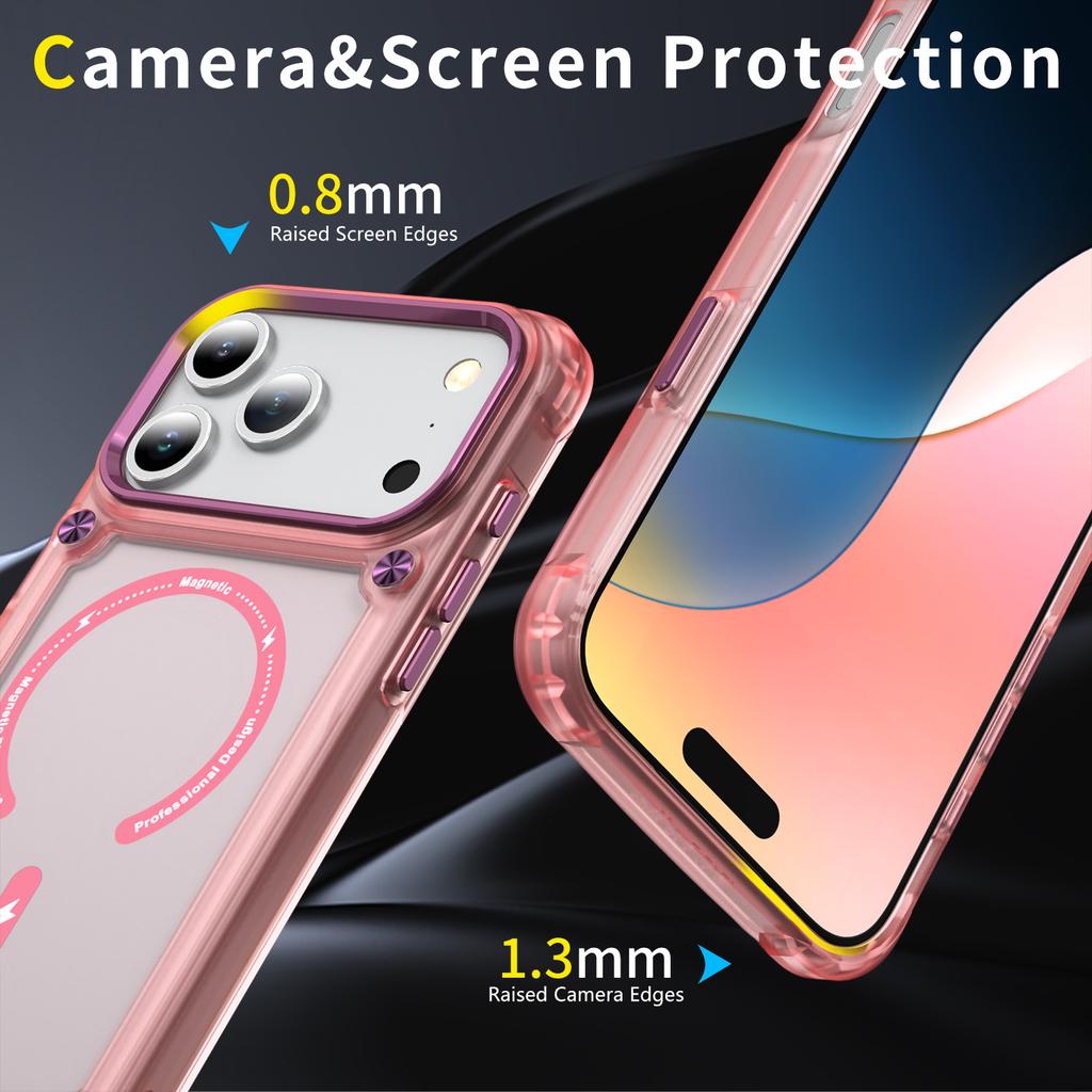 For iPhone 17 Pro Max Case Skin Touch TPU+PC Phone Cover with C-type Magnetic Ring