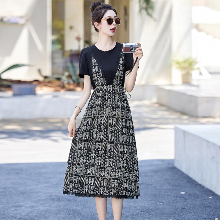 

Женское летнее платье-двойка, новая маленькая модная темпераментная талия и тонкая юбка 2XL