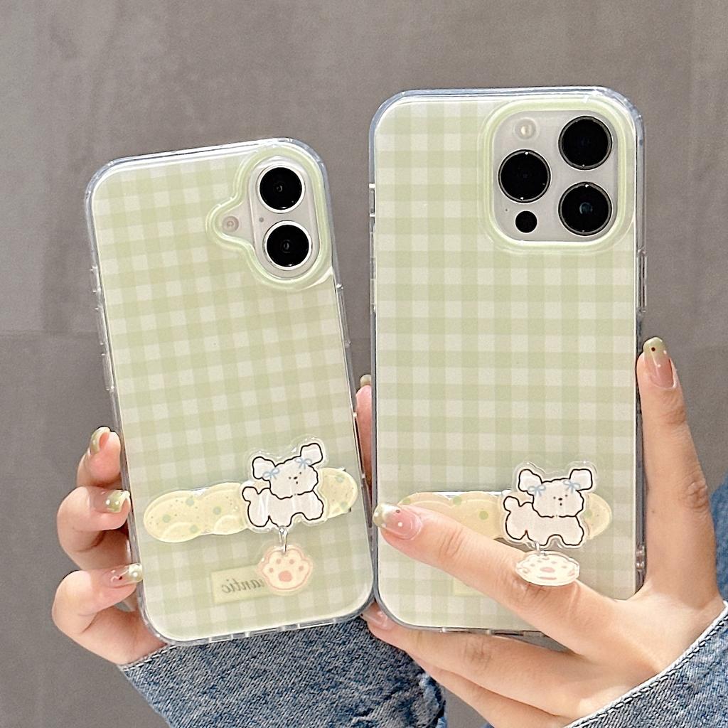 Ins Style Cute Cartoon IMD Stand Phone Case For iPhone 16 15 14 13 Pro Max Protective Back Cover