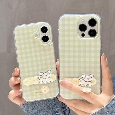 Étui de téléphone mignon de style Ins avec support IMD à dessin animé pour iPhone 16 15 14 13 Pro Max Coque arrière protectrice