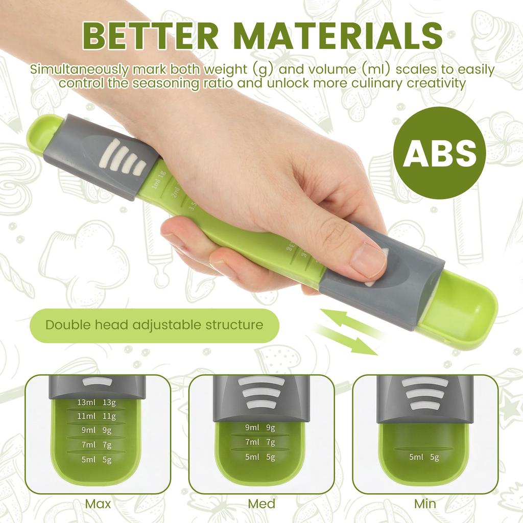 2Pcs Adjustable Measuring Spoon with Double End Scale 9 Stalls Kitchen Measuring Cup Measures Dry and Liquid Ingredients