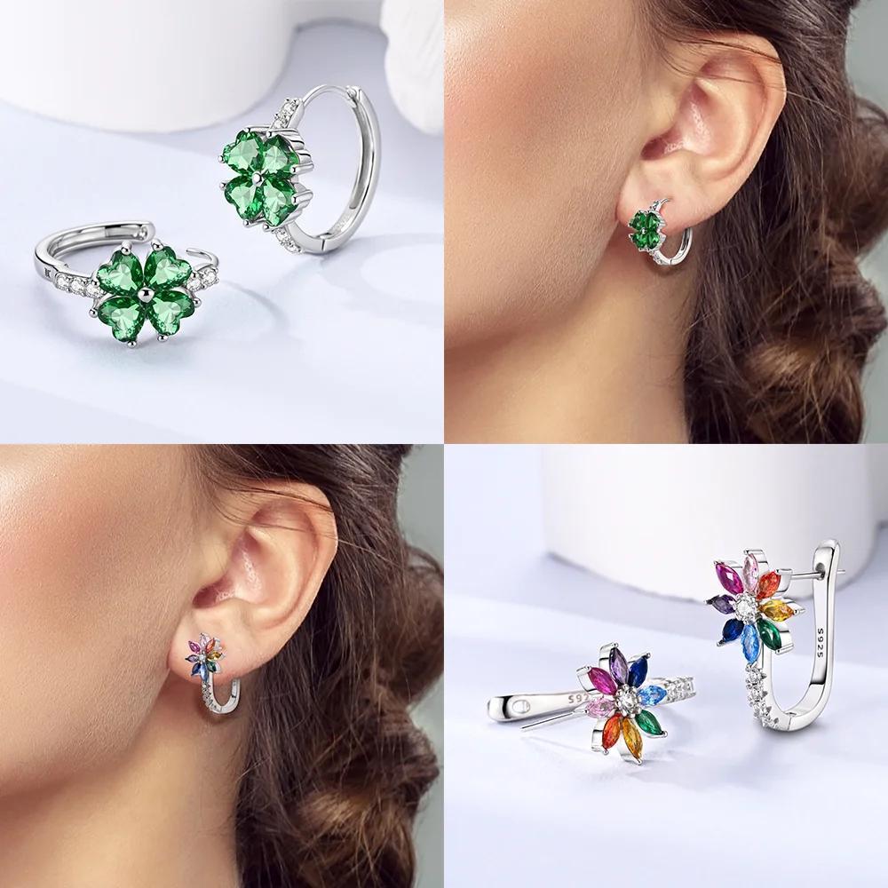 Authentic copper Colored Zircon Earring Star Shape Moon Fourleaf Shamrock Butterfly Knot Zircon Earring Women Gift Accessory Jewellery