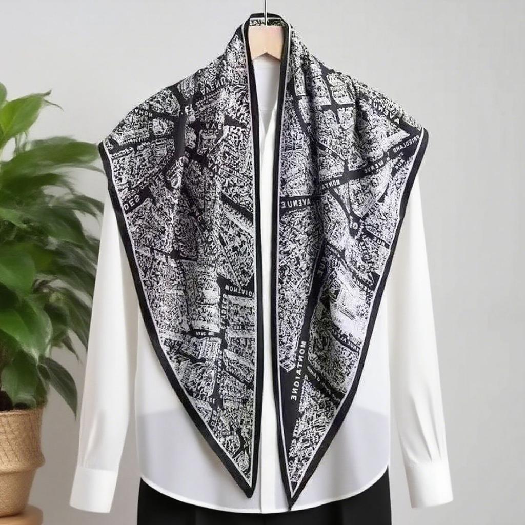 Retro American printed triangle scarf women's versatile atmosphere decorative headscarf multi-functional fart curtain neck scarf silk scarf