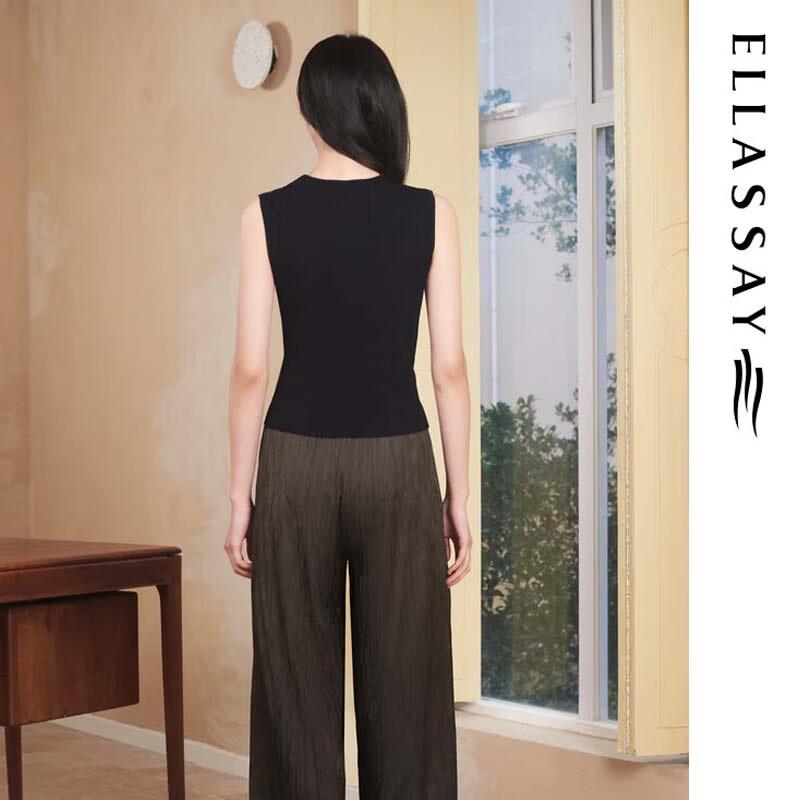 ELLASSAY Simple Pleated Wide-Leg Pants
