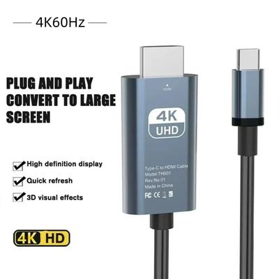 4K 60Hz HD Video Conversion Cable Type-C To Hdmi NO Delay Same Screen Cable TV Computer 2 Meters Braided Screen Projection Cable