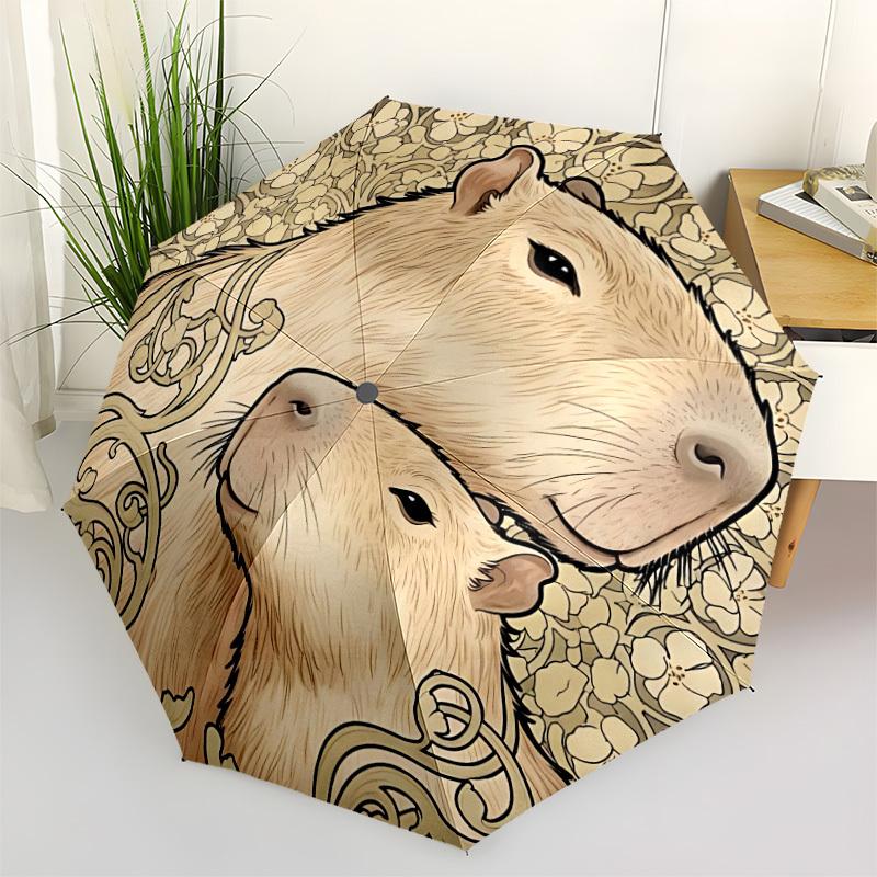 

1pc Capybara Family Automatic Opening/Closing Folding Umbrella with 8 Ribs,Windproof Portable Sunshade Umbrella Holiday gift yy260401052