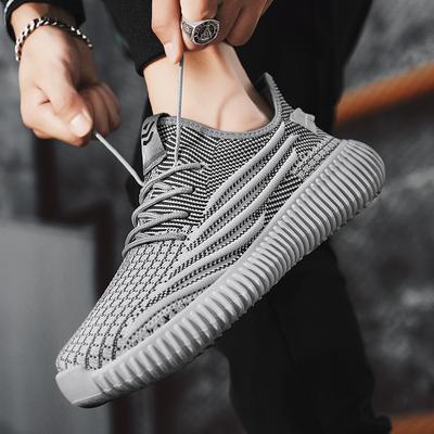 Pánské ležérní tenisky Pletené prodyšné boty Lehké šedé venkovní Prodyšné černé boty Atletická obuv na jogging a tenis