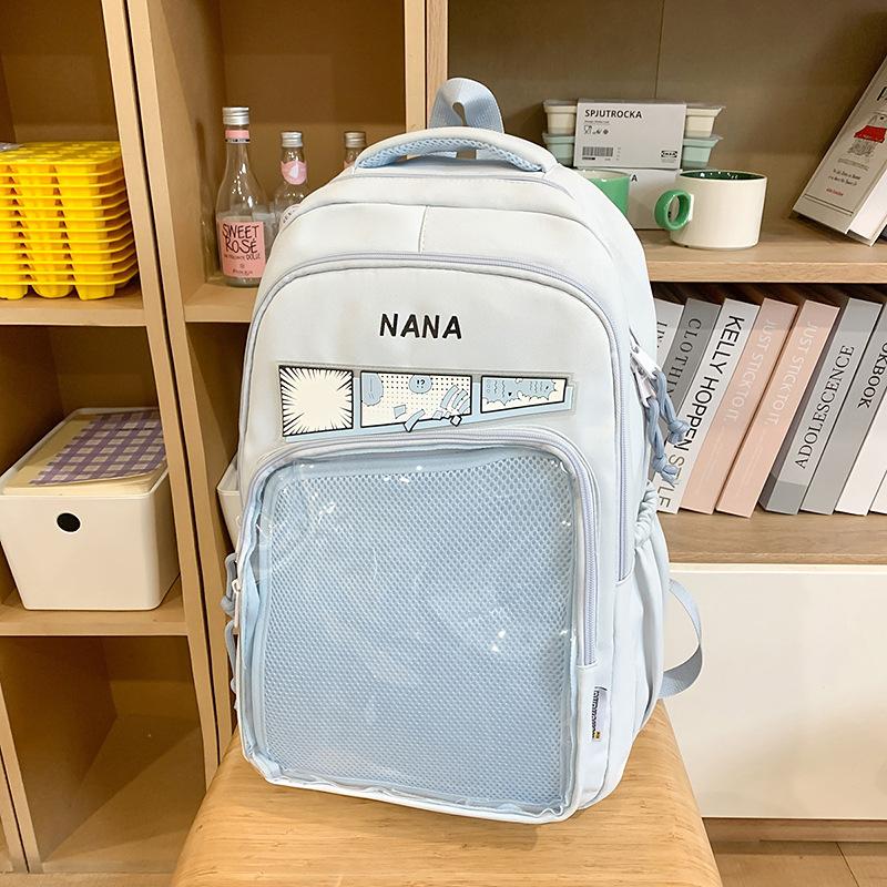Schoolbag Light Pain Bag School Bag Large Capacity Backpack Ultra Light Girls Bag Pain Bag Junior High School Second Dimensional Girls Wind Backpack