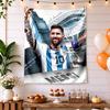 Piłka nożna Messi Retro Gobelin Ręcznie robiony Wygląd Odpowiedni do ściany w akademiku Balkonu Ściany studia Na każdą porę roku Vintage Sztuka ścienna Idealny prezent na parapetówkę