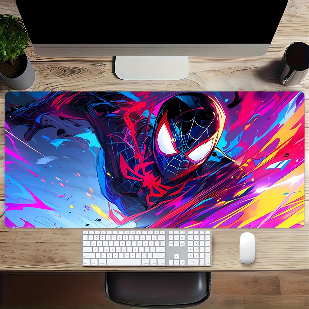 Large Multi-Size Non-Slip Rubber Base Spiderman, hero, colorful oil painting Mouse Pad, Stitched Edges Keyboard Desk Mat for School, Office,
