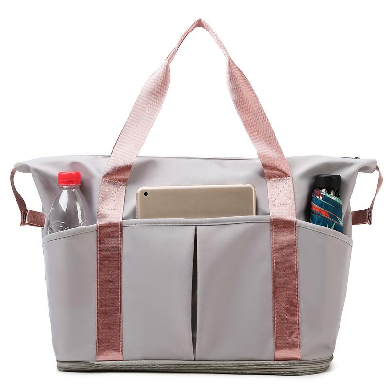 Double-layer expansion travel bag women's large-capacity short-distance portable maternity duffel bag dry and wet separation sports fitness bag