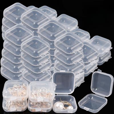 6/12Pcs Square Clear Plastic Storage Box Container with Hinged Lid Boxes for Earrings Ring Tiny Jeweley Beads DIY Button Case