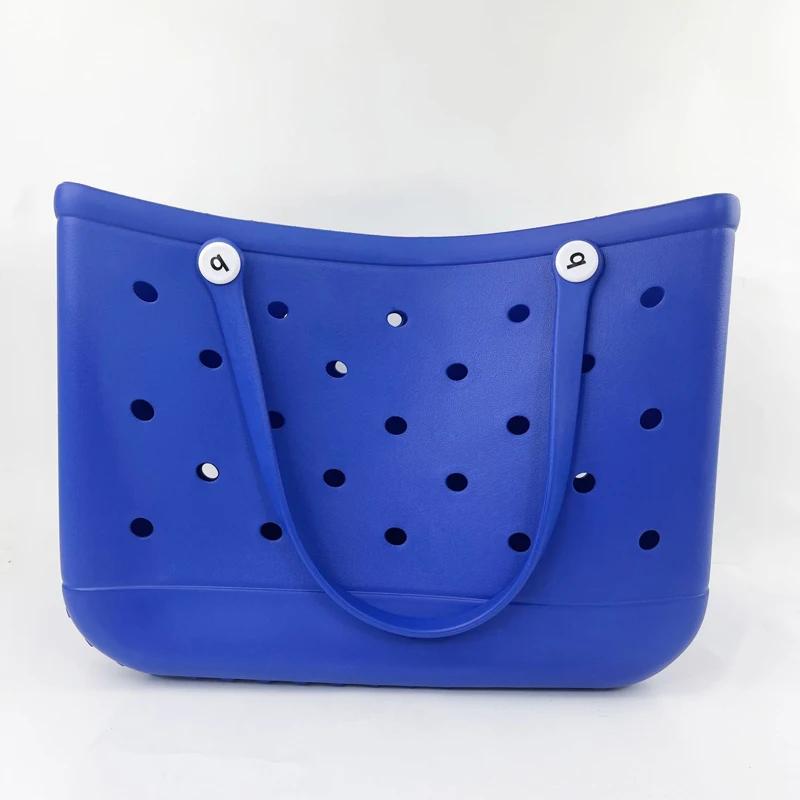 Durable Waterproof Beach Bag Storage Baskets Summer Rubber Tote Solid Color Jelly Beach Bags Sundries Organizer