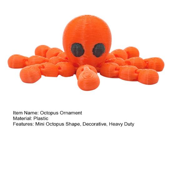 3D Printed Octopus Figurine Movable Joints Octopus Figure Articulated Sea Animal Model Fidget Toy Home Office Desktop Decoration Ornament