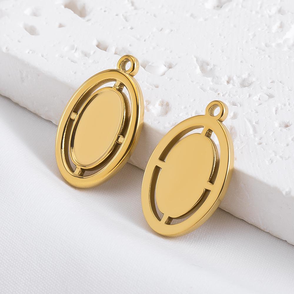 5 pièces Acier Inoxydable 18K Cadres Lune Ovale Bezels Vides Base Pendentif Cœur Géométrique Charme Boucle d'Oreille Fabrication de Bijoux
