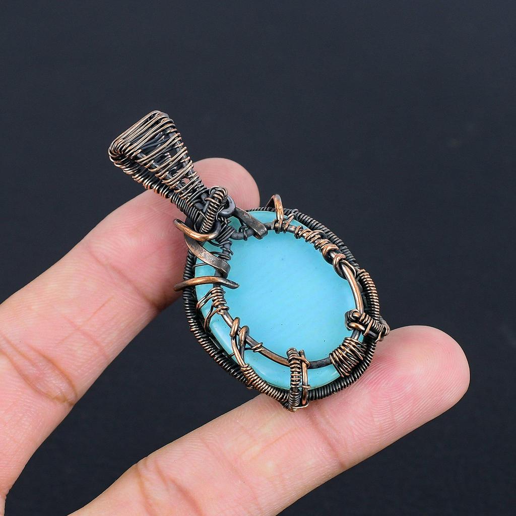 Australian Triplet Opal 999 Copper Wire Wrapped Pendant, Handmade Gemstone Jewelry Pendant Gift For Birthday
