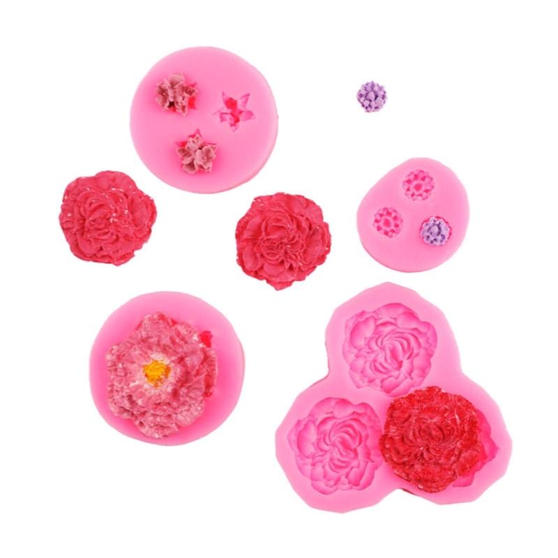 Mini-Blumen-Serie Silikonform DIY Handgemacht Fondant Kuchen Backen Schokolade Zucker Kuchen Werkzeuge Harz Ton Herstellung Form