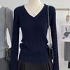 Women's Knitted Pullovers Autumn and Winter New Casual Grey V-neck Women's Sweater College Style Long Sleeve Twist Simple Female Sweater Tops