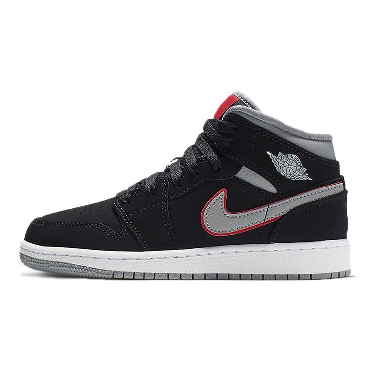 (GS) Air Jordan 1 Mid  Black Particle Grey  Kids  554725-060 EU 36