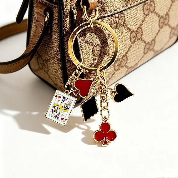 Classic Card Poker Keychain - Lucky Money Pendant and Halloween Ornament