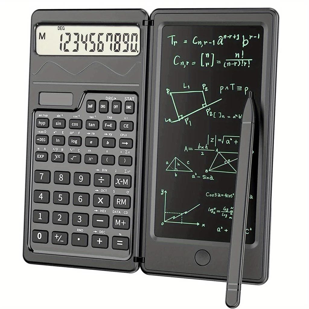 10-Digit Scientific Calculator - High-Resolution LCD Display, Compact Foldable Design, Handwriting Board, Solar and Battery Dual Power
