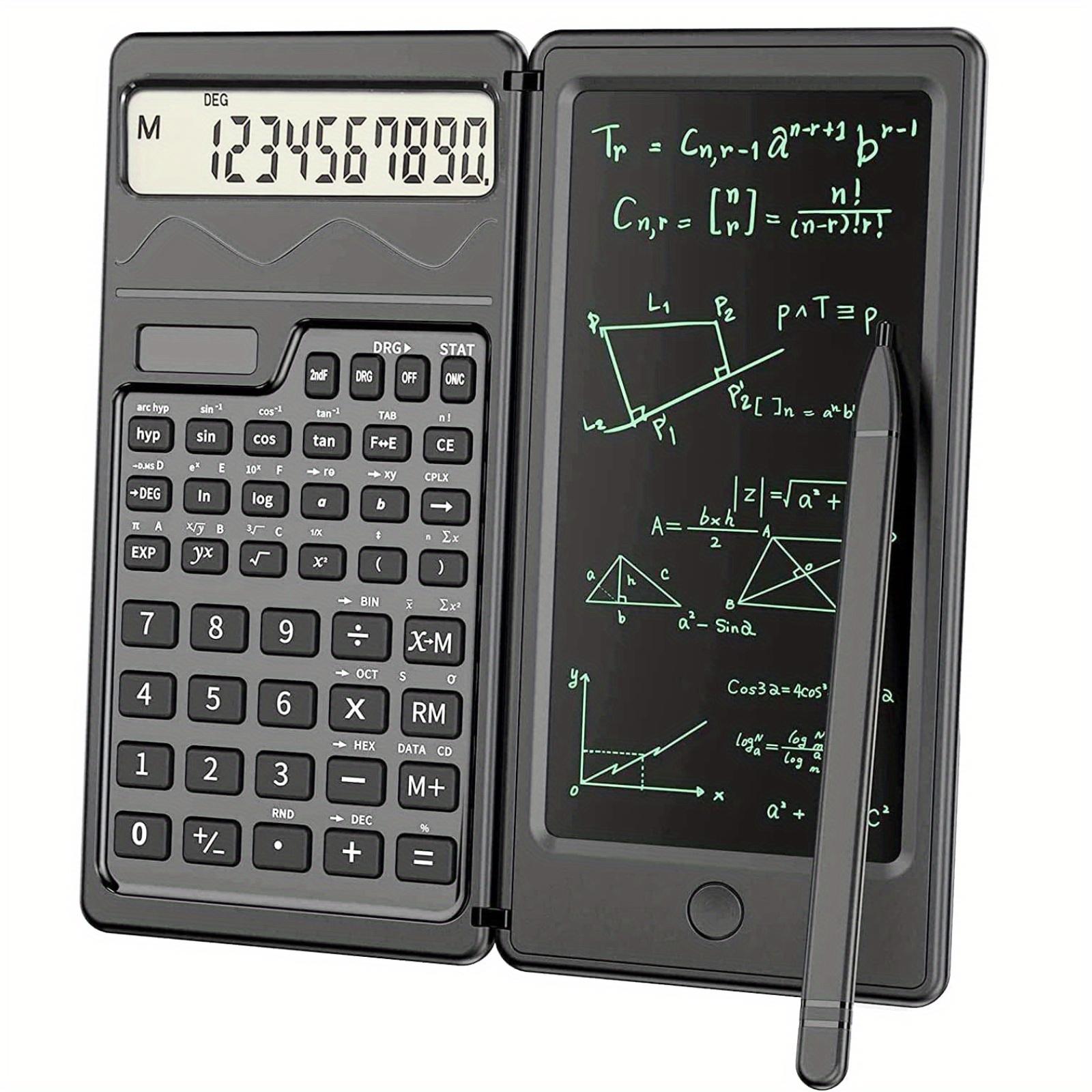 

10-Digit Scientific Calculator - High-Resolution LCD Display, Compact Foldable Design, Handwriting Board, Solar and Battery Dual Power