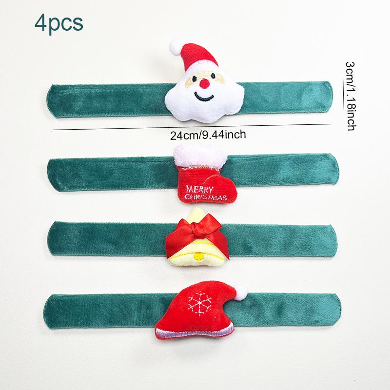 

4 шт. Рождественский декор Санта Клаус Слэп-браслет обертка Наручный браслет Хлопающие браслеты для мальчиков и девочек Подарки для новогодней вечеринки