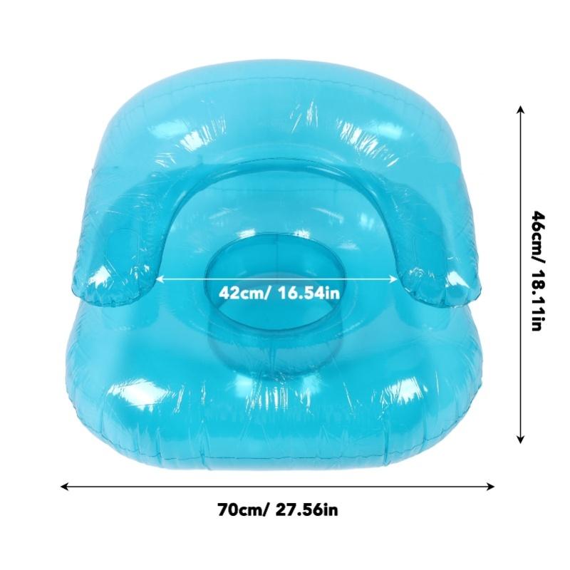 Inflatable Sofa PVC Transparent Ergonomic Blow Up Chair For Indoor Bedroom Balcony Outdoor Garden Pool Relaxation Blue