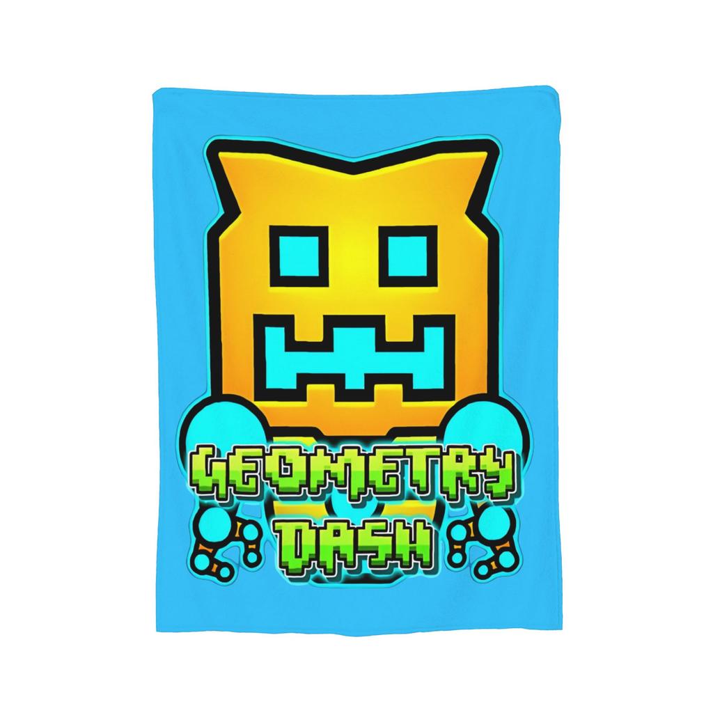 Coperta in Flanella Geometric Dash Old School Gaming, Coperte Geometry Dash per Letto Ufficio Trapunta Ultra-Morbida,
