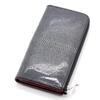 [Revetta] Stingray Leather Long Wallet, Wine Red Interior, YKK Zipper, Galusha (Stingray) Leather, Black, Men's & Women's, Genuine Leather [192stw-2]