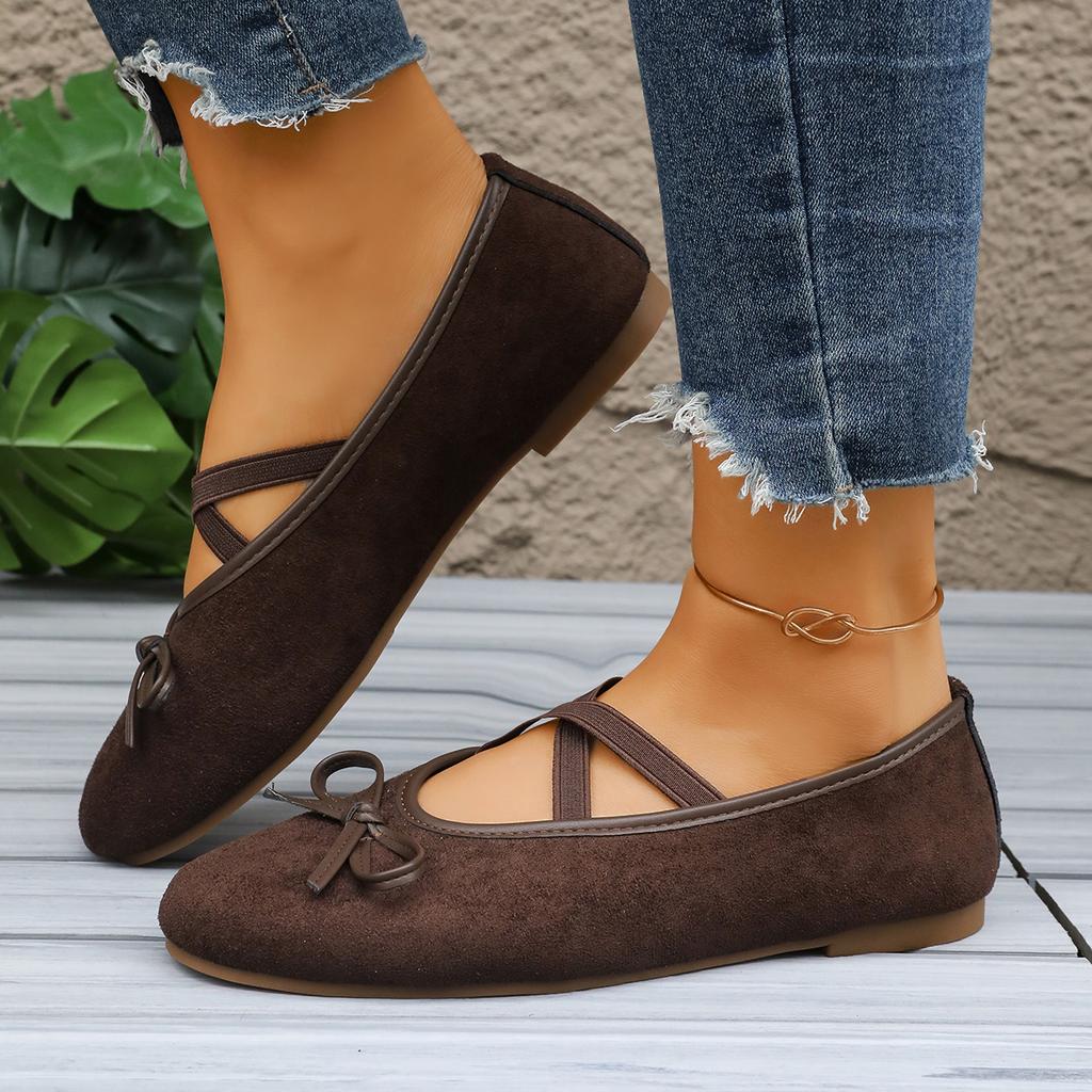 Women Ballet Flats Shoes Buckle Cross Strap Round Toe Loafers Comfortable Shallow Sneakers Women Butterfly Knot Mary Jane Shoes