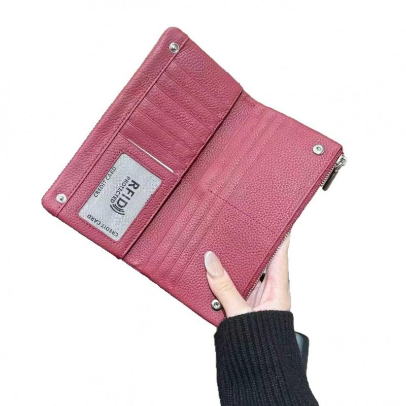 Schmale Leder-Kartenhalter-Geldbörse Herren Damen Echtes Rindsleder Minimalistisch Lang RFID-Blockierend Leicht Täglicher Gebrauch