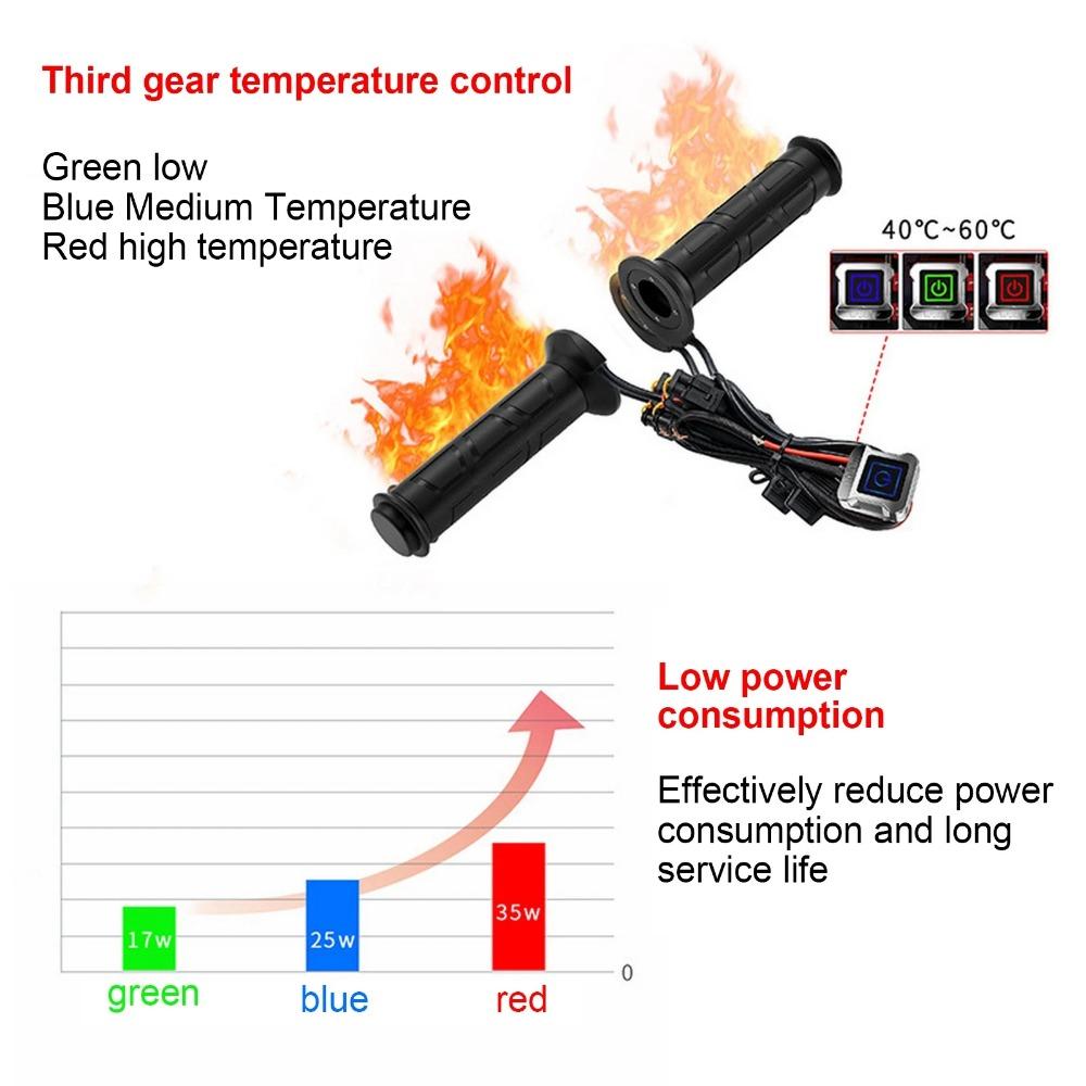 12V Motorcycle Heated Handle for ATV Intelligent Three-speed  Heating Handgrips Scooter Grip Heater Bar Warmer Scooter Tuning