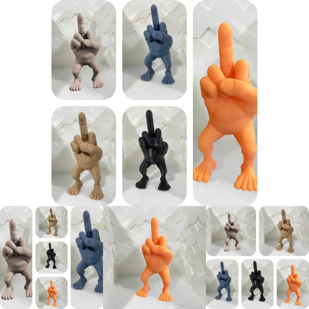 Creative Navy Blue Office Desk Decoration Humorous Middle Finger Resin Figurine