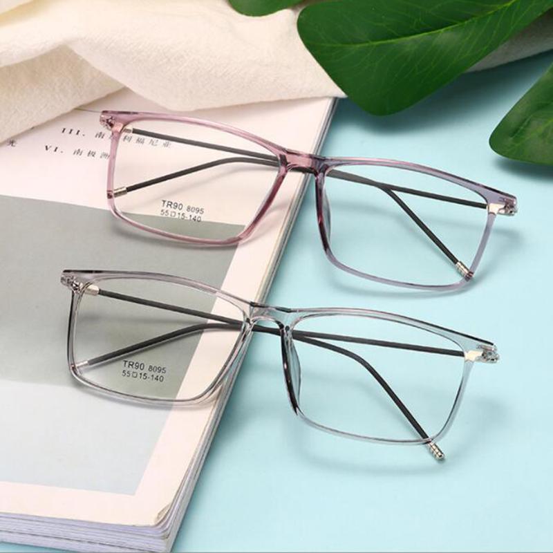 Finished Myopia Glasses TR90 Frames Ultra Light Square Eyewear Prescription Diopters -1.5 To -6.0 For Women Men