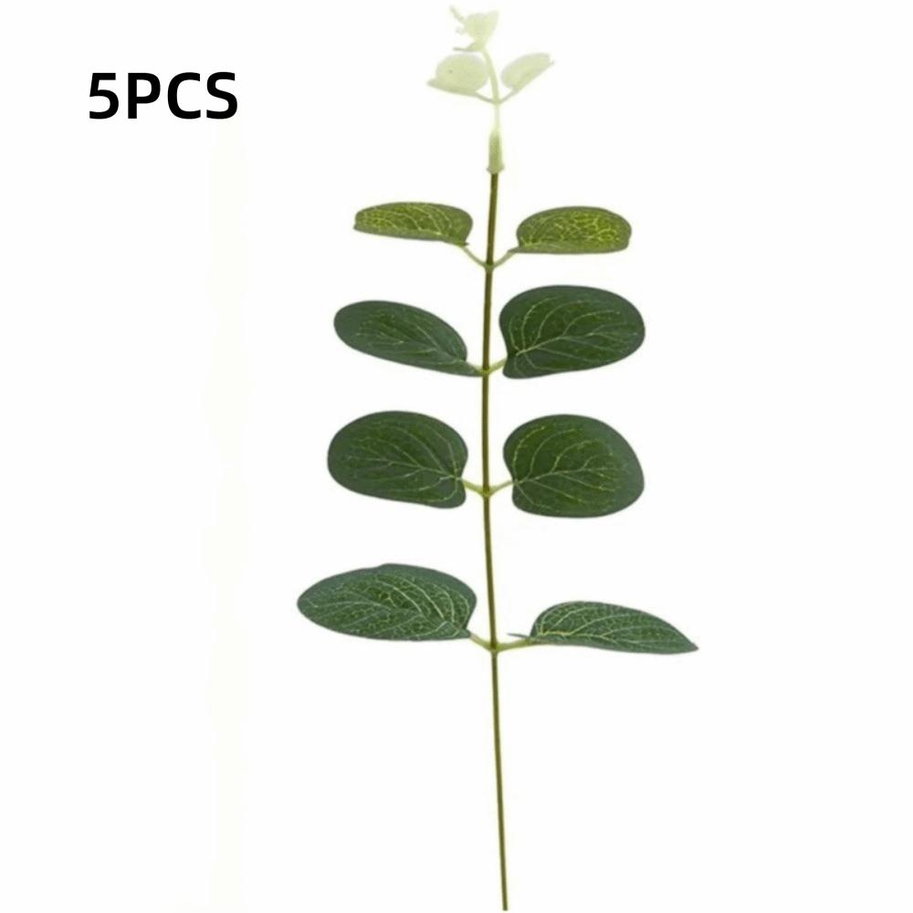 5Pcs Mixed Artificial Flowers Artificial Plant Silver Dollar Leaves DIY Bouquets  Wedding